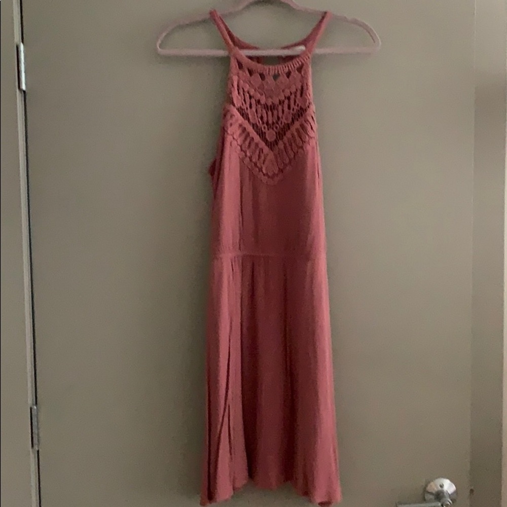 Mauve A Line Crochet Top Dress